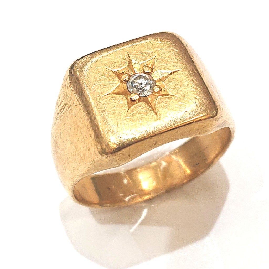 K18 メレダイヤモンド 印台リング