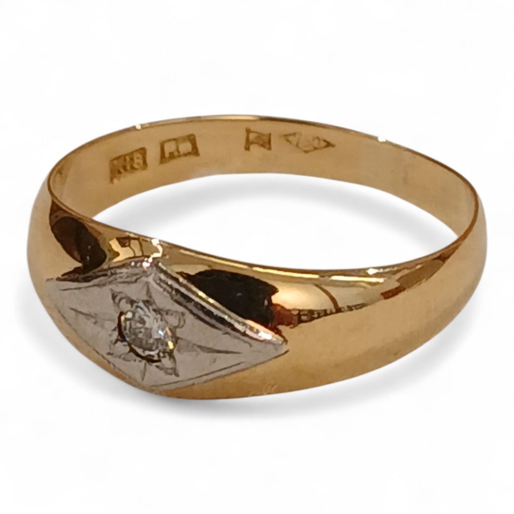 【貴金属】K18/Pt850 (18金/プラチナ850)　ハーフ　ダイヤモンド付リング　ジュエリー アクセサリー