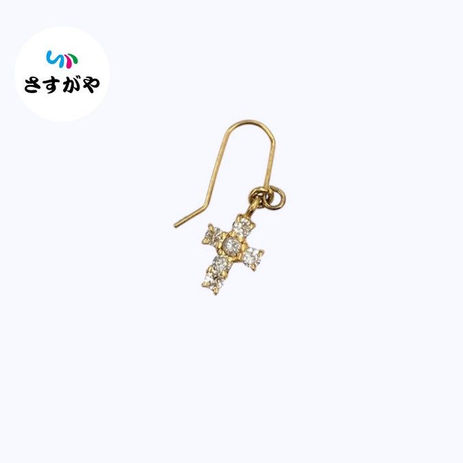 K18 クロスデザイン ピアス