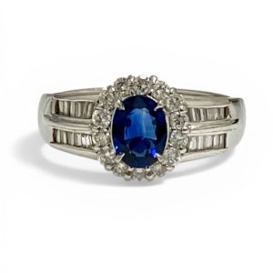 Pt900リング サファイア/ダイヤモンド付き