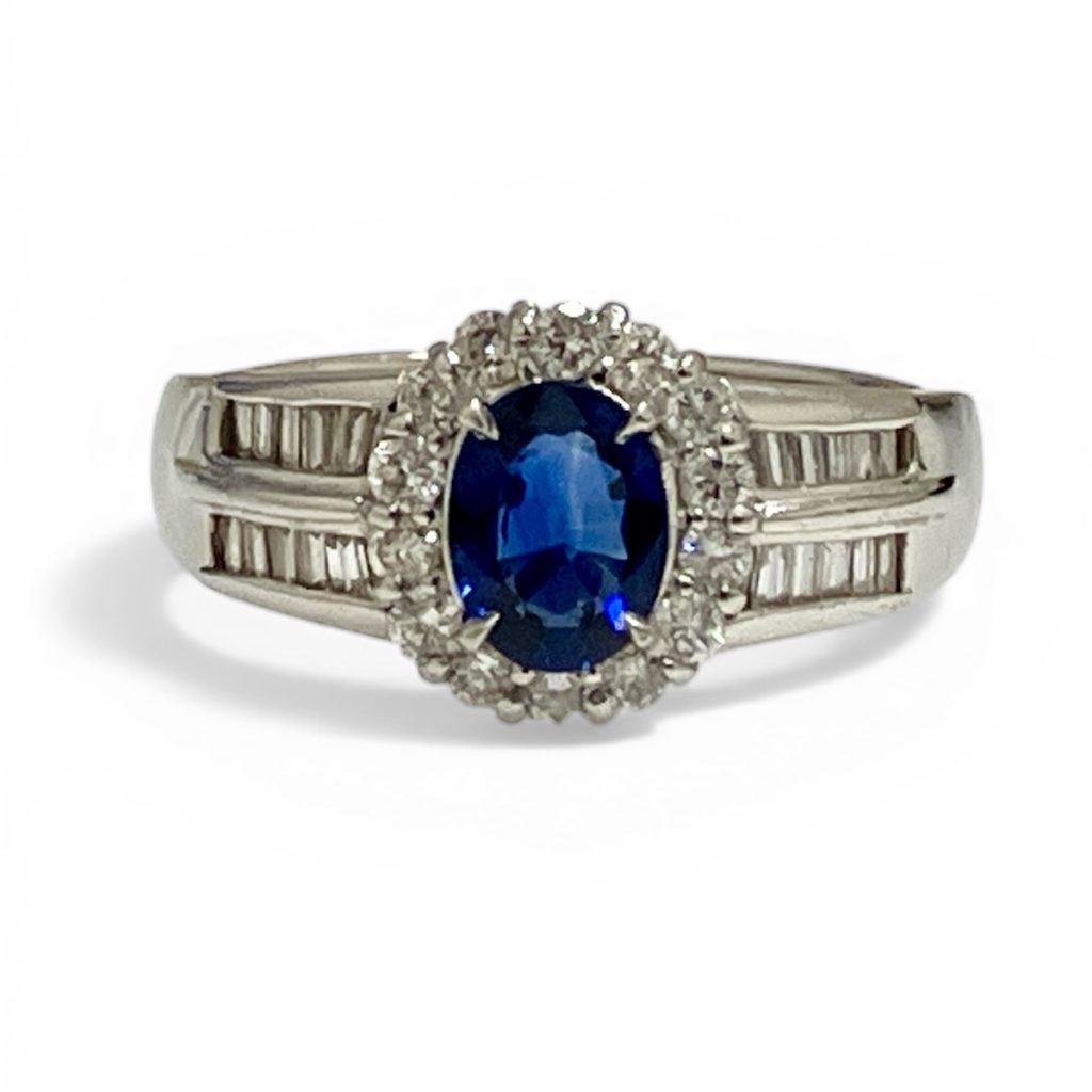 Pt900リング サファイア/ダイヤモンド付き