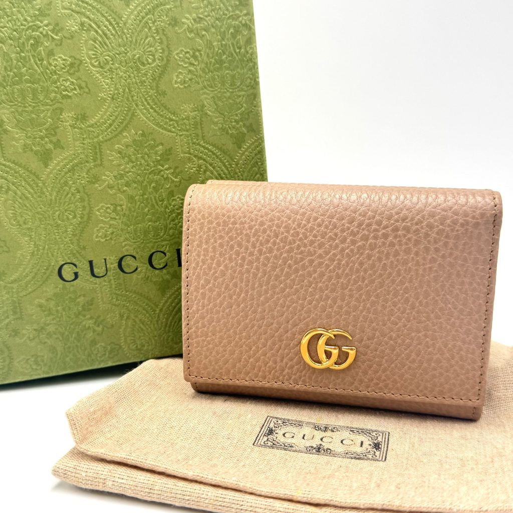 GUCCI グッチ GGマーモント レザー 三つ折り財布 箱 保存袋付き 査定無料 高価買取｜前橋市富士見町