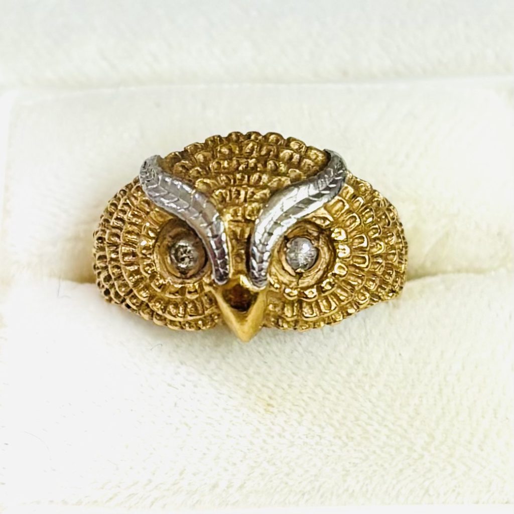 K18 Pt900 18金 プラチナ900　コンビ リング メレダイヤ　山辺町