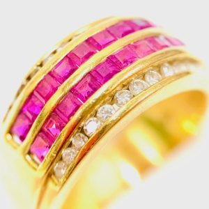 K18 ルビー メレダイヤモンド ゴールドリング