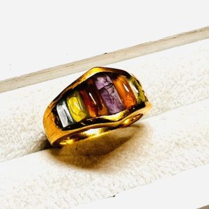 K18 ( 18金750 ) マルチカラーストーン リング