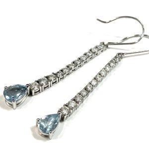 Pt850 プラチナ850 ダイヤモンド アクアマリン付き イヤリング アクセサリー