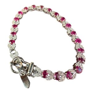 K18WG（18金ホワイトゴールド）ルビー・メレダイヤ付きブレスレット