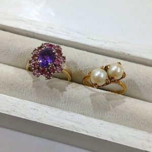 【K18ジュエリーリングまとめ】18金・アメジスト・パール・貴金属・アクセサリー