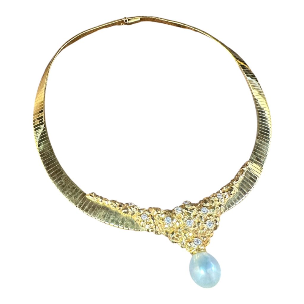 K18（18金）メレダイヤ・パール付きネックレス