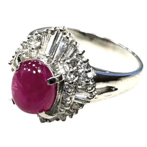 Pt900 ルビー リング メレ ダイヤ