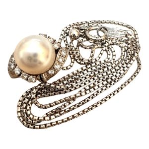 Pt850 プラチナ850 パールトップ/メレダイヤ付きネックレス 札幌市北区 新琴似