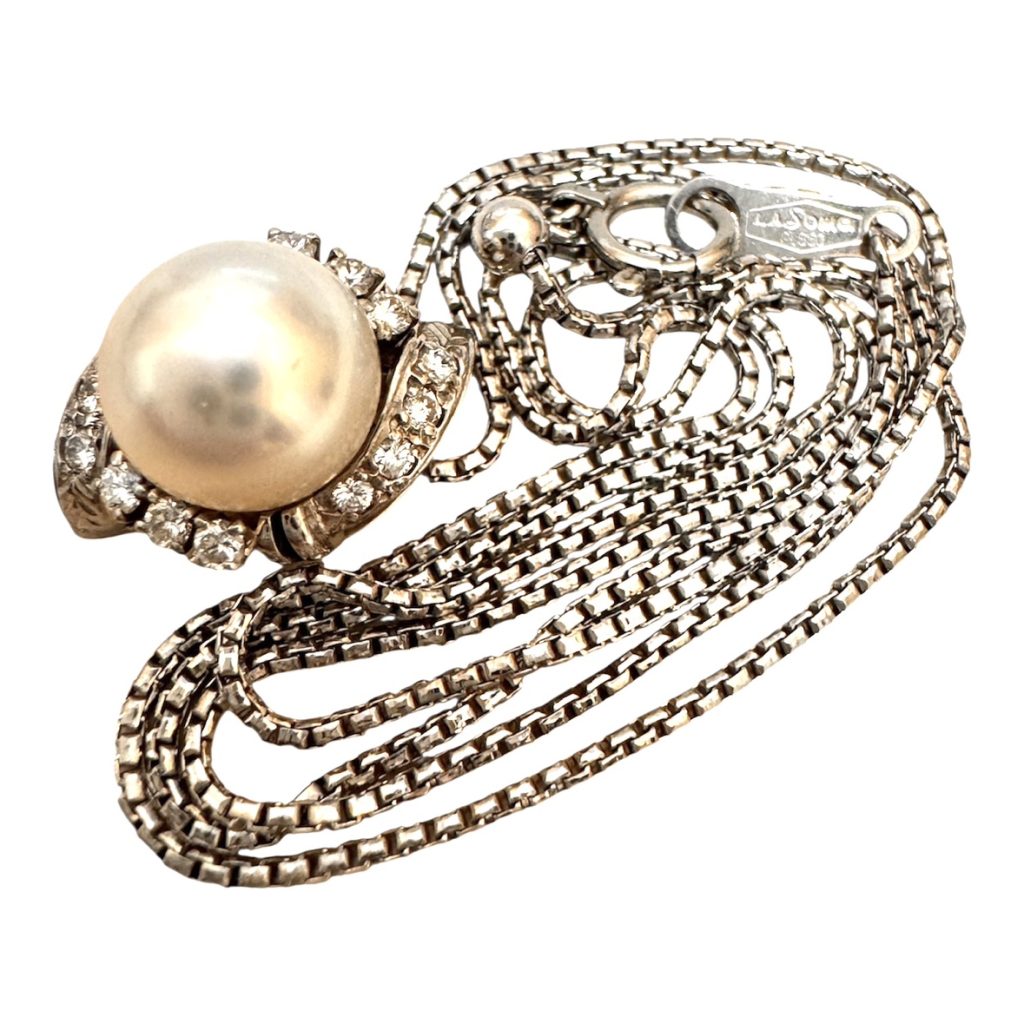 Pt850 プラチナ850 パールトップ/メレダイヤ付きネックレス 札幌市北区 新琴似