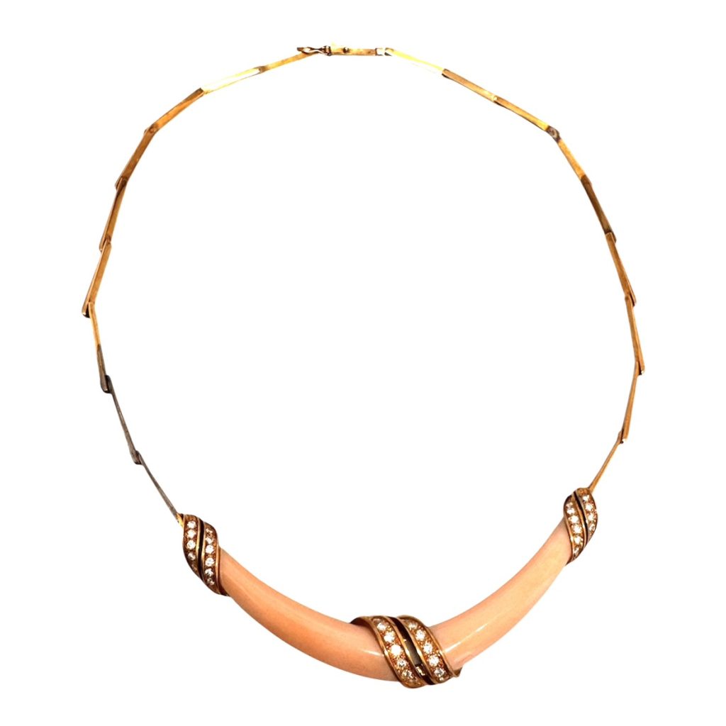 K18(18金) 750 サンゴ/メレダイヤ付きネックレス 札幌市中央区