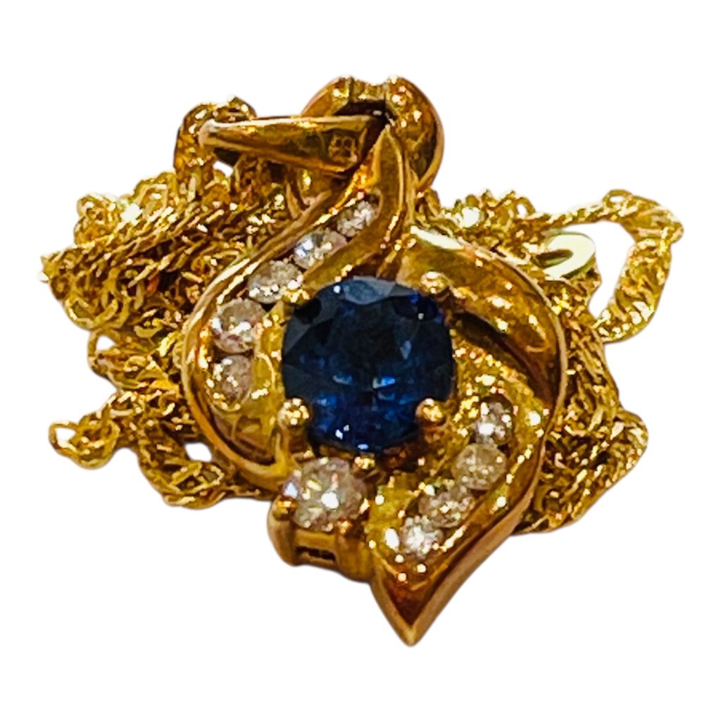 【貴金属】K18 (18金)　サファイア付き　ネックレス　ジュエリー アクセサリー