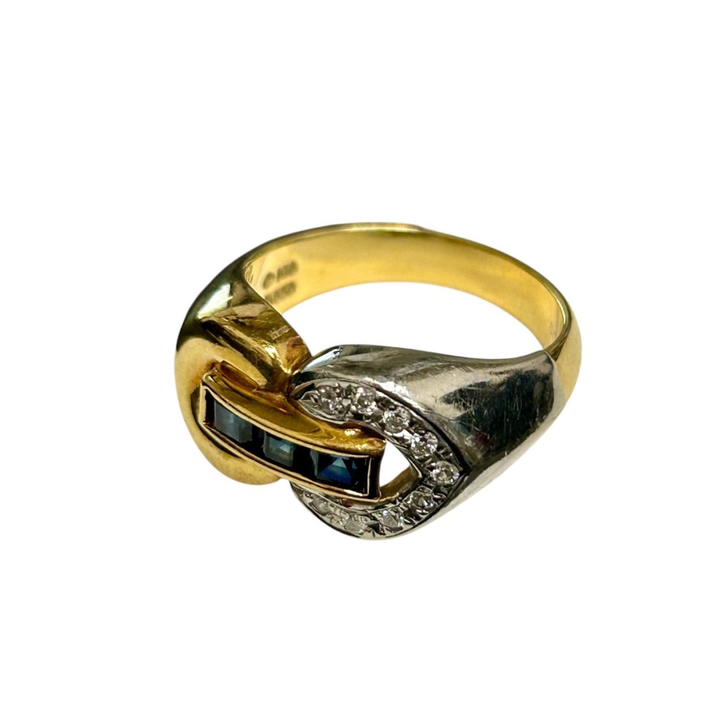 K18／Pt850 サファイア付リング【函館上磯店】