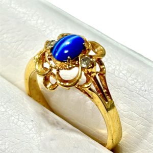 K18 18金 サファイア メレダイヤ リング 指輪