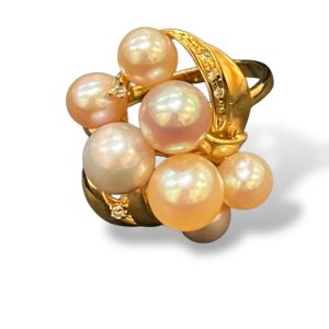 パール メレダイヤ リング K18 18金 750