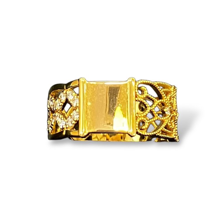 【シトリン メレダイヤ リング】K18 18金 750