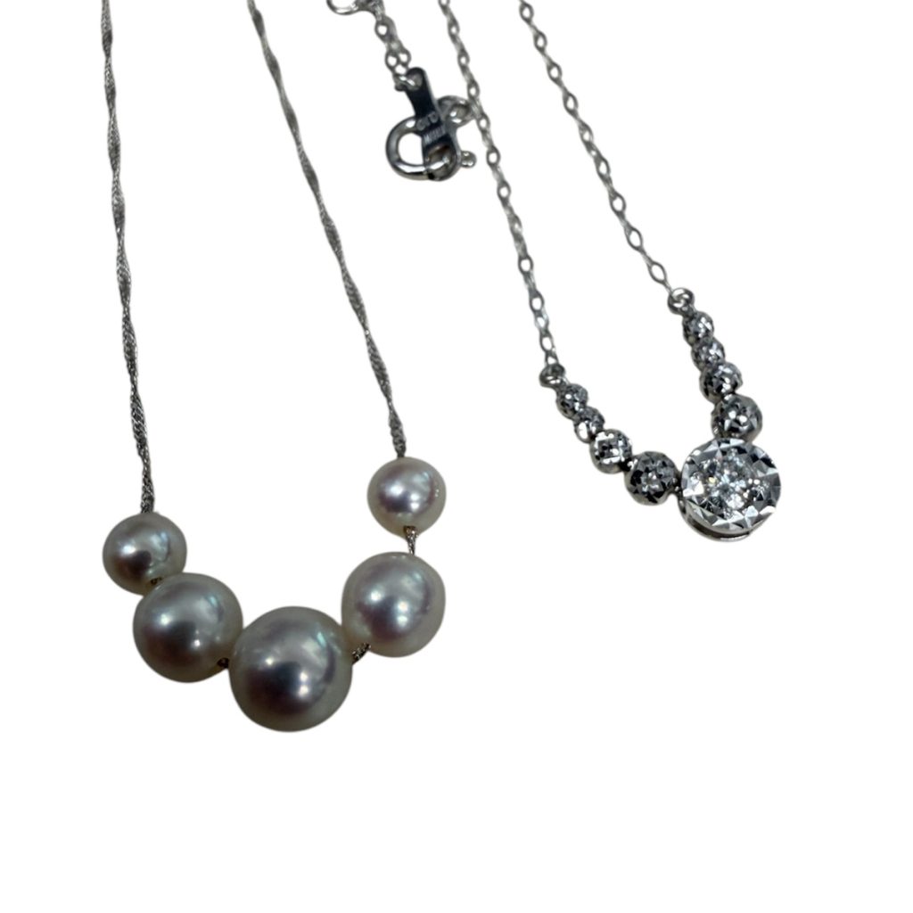 【K18WG パールネックレス買取】真珠付きホワイトゴールドネックレスをお買取りしました｜函館市でジュエリー買取