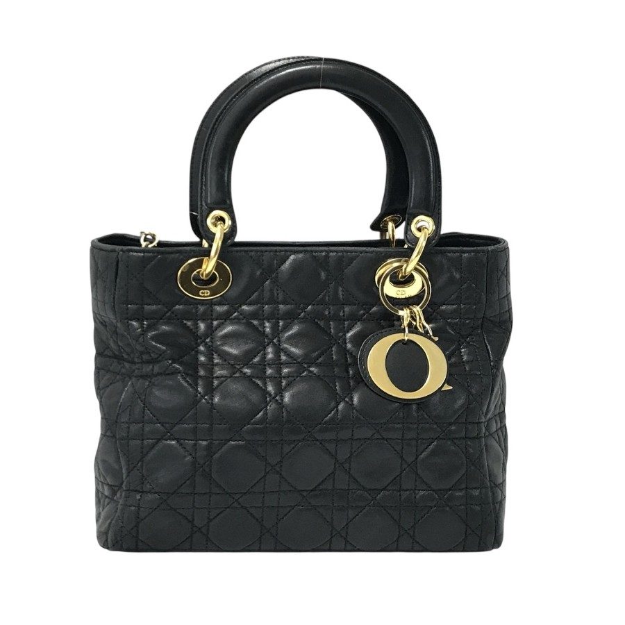 Christian Dior クリスチャン ディオール レディ カナージュ レザー ハンドバッグ 【使用感あり】