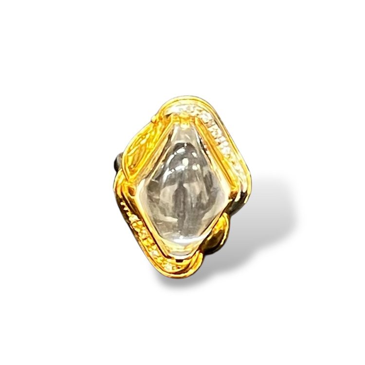 【ルチルクォーツ メレダイヤ リング】K18 18金 750