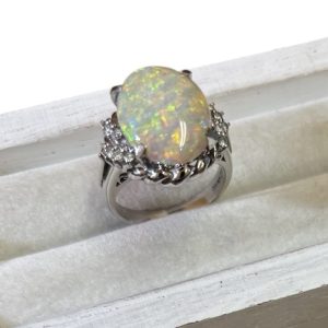 Pt900 プラチナ オパール メレダイヤ リング アクセサリー ジュエリー 貴金属