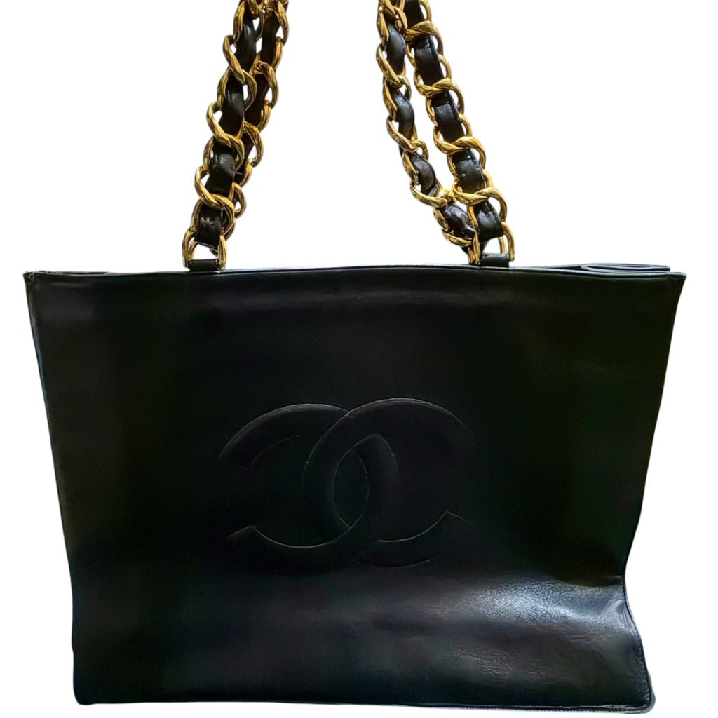 シャネル(CHANEL) ココマーク ショルダーバッグ チェーンショルダー トートバッグ 黒