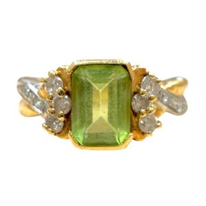 K18 Pt900 18金 プラチナ900 ペリドット メレダイヤ リング 山形市