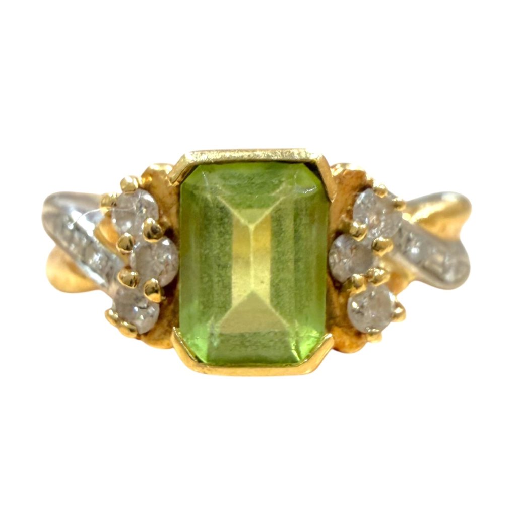 K18 Pt900 18金 プラチナ900 ペリドット メレダイヤ リング 山形市