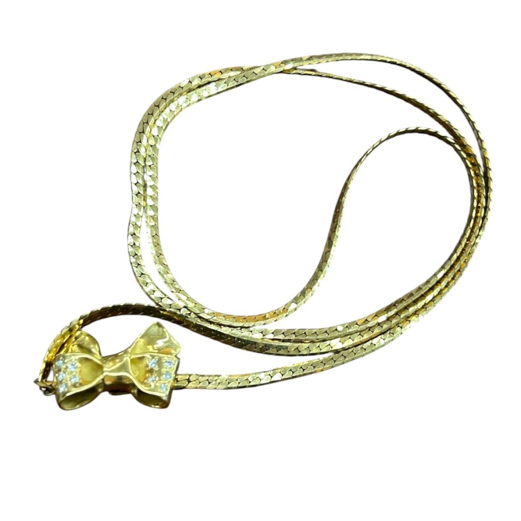 K18ネックレス 金のリボンモチーフ付き