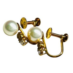 K18(18金)パール付きイヤリング