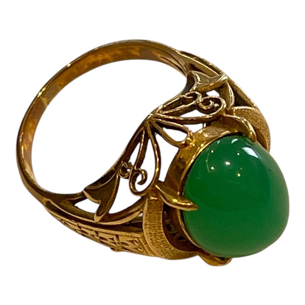 【貴金属】K18  (18金)　翡翠(ヒスイ)付きリング　指輪　ジュエリー アクセサリー