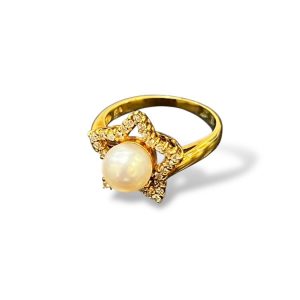 パール メレダイヤ リング K18 18金 750