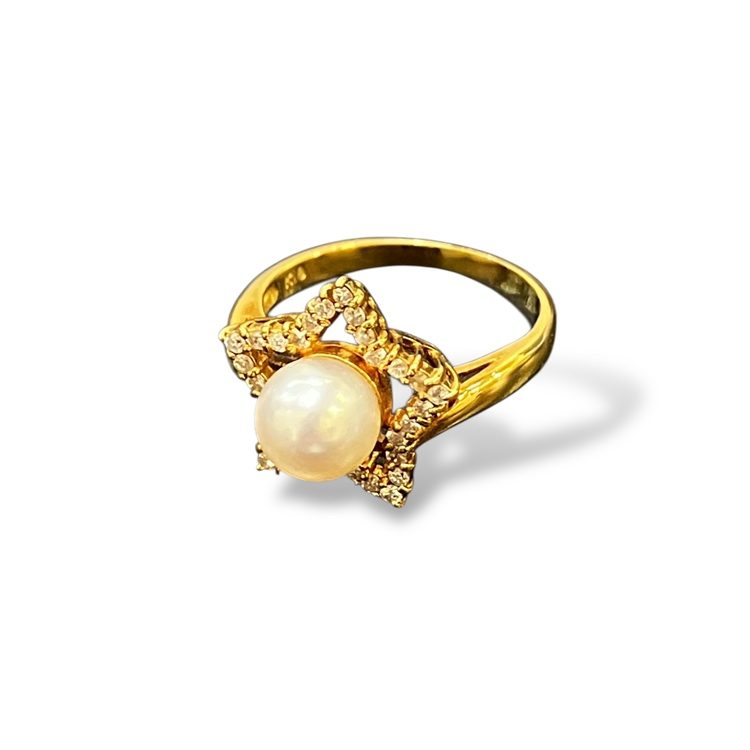 パール メレダイヤ リング K18 18金 750
