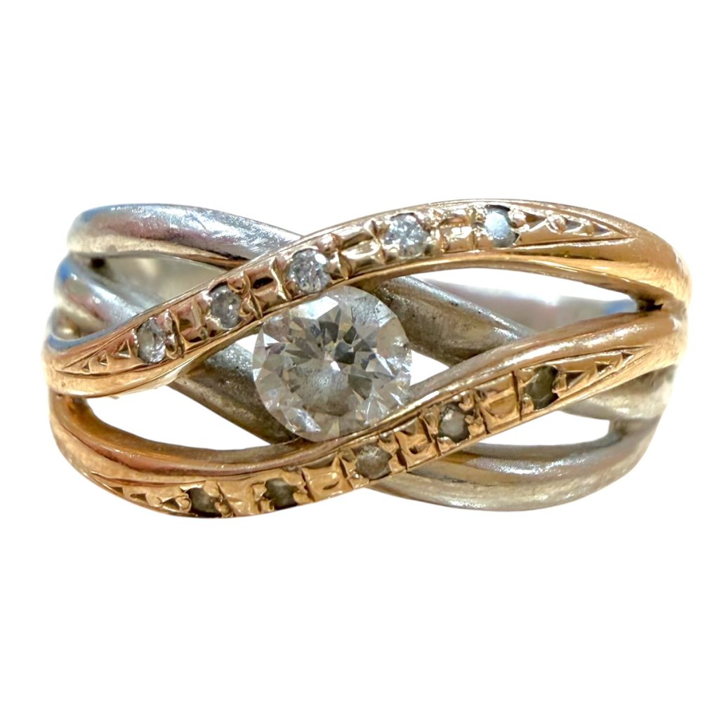 Pt900 K18 プラチナ900 18金 コンビ メレダイヤ リング 山形市