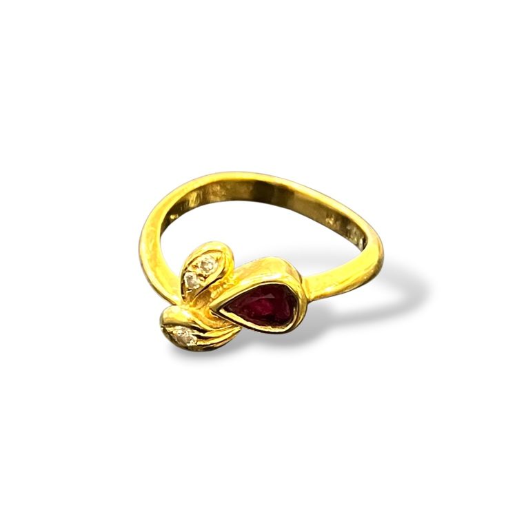 ルビー メレダイヤ リング K18 18金 750