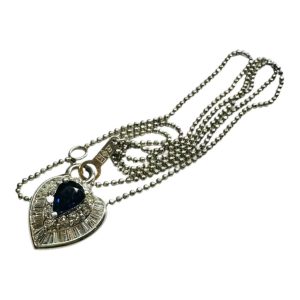 Pt900(プラチナ)サファイア＆メレダイヤ付きネックレス