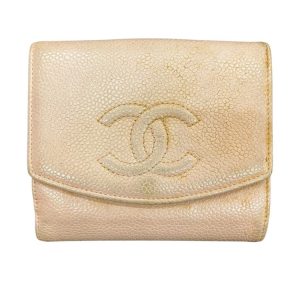 【二つ折り財布 キャビアスキン】CHANEL【Dランク】