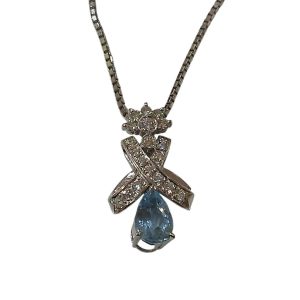 【Pt900ネックレス】プラチナ900・アクアマリン・メレダイヤ・貴金属・アクセサリー