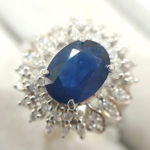 【Pt900サファイアリング】プラチナ900・メレダイヤ・貴金属・アクセサリー