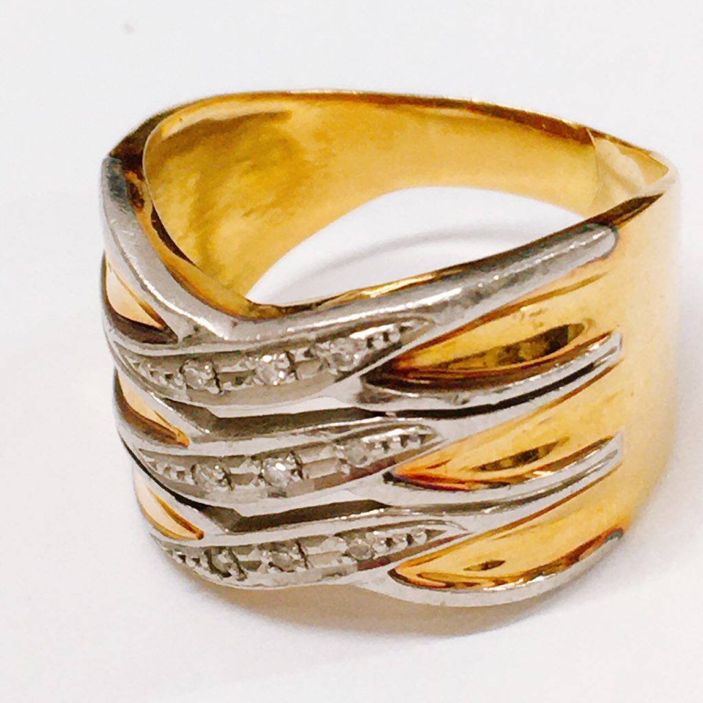 K18 Pt900 ハーフ コンビ リング