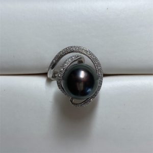 Pt900 黒蝶パールリング 　プラチナ900　　　