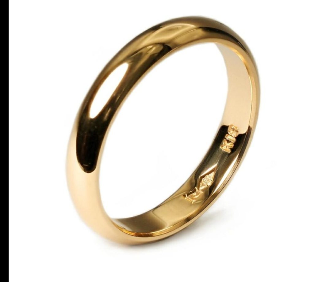 18金 K18 ゴールド 甲丸リング 幅3.5mm 財務省造幣局検定マーク（ホールマーク）入り