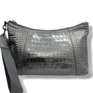 バレンシアガ　クラッチバッグ　アワーグラス　ブラック　BALENCIAGA　644723　セカンドバッグ　ストラップ　クロコ型押し3887