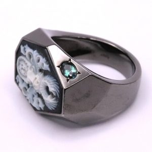 ジェムケリー K10WG カメオ アレキサンドライト リング 指輪 アクセサリー メンズ ファッション小物 重量約17.7g