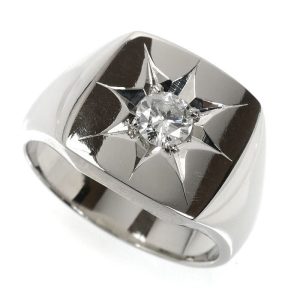 Pt900プラチナ 印台 リング・指輪 ダイヤモンド0.412ct 22号 25.8g メンズ