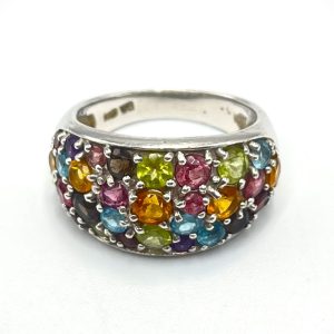 18金 K18 ホワイトゴールド WG マルチカラーストーン リング 査定無料 高価買取｜前橋市日吉町