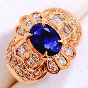 K18 18金 750 サファイア メレダイヤ リング 指輪 アクセサリー