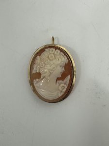 K18枠 シェルカメオ ブローチ＆ペンダント