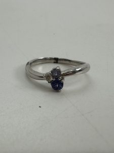 K18WG カラーストーン＆メレダイヤ リング